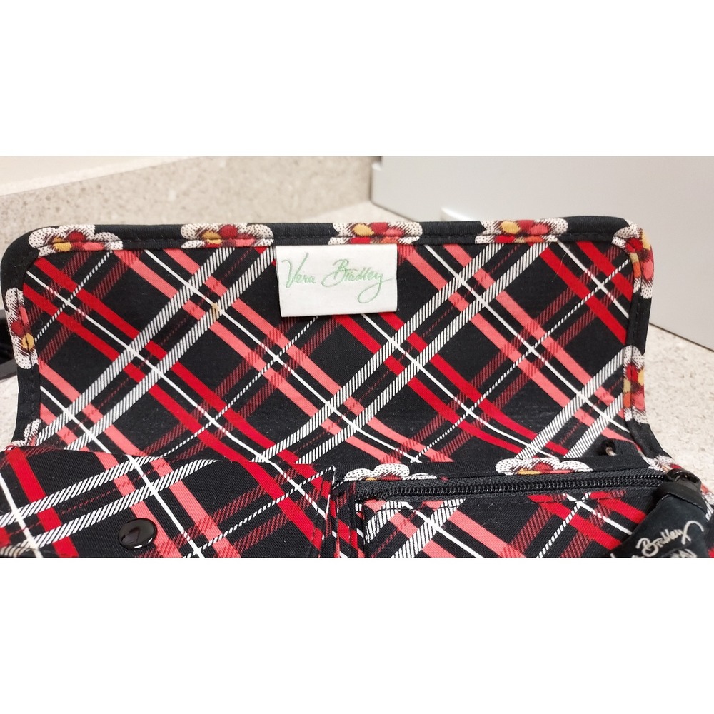 Vera Bradley Quilted Pirouette Crossbody Wallet Clutch Black Floral‎ Pockets - Picture 4 of 6